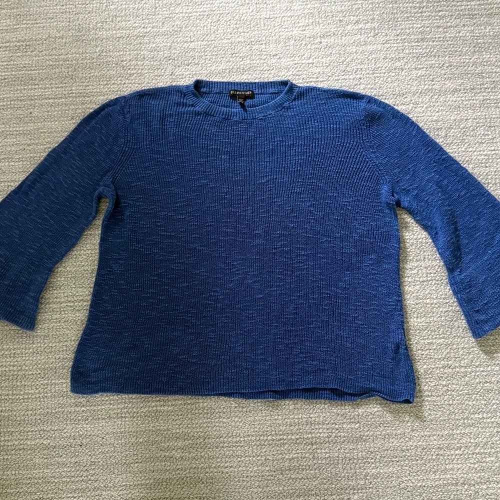 Eileen Fisher Blue Ribbed Sweater